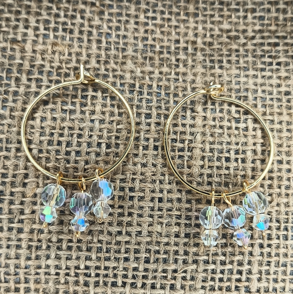 Handmade Hoop Earrings with Crystal Beads